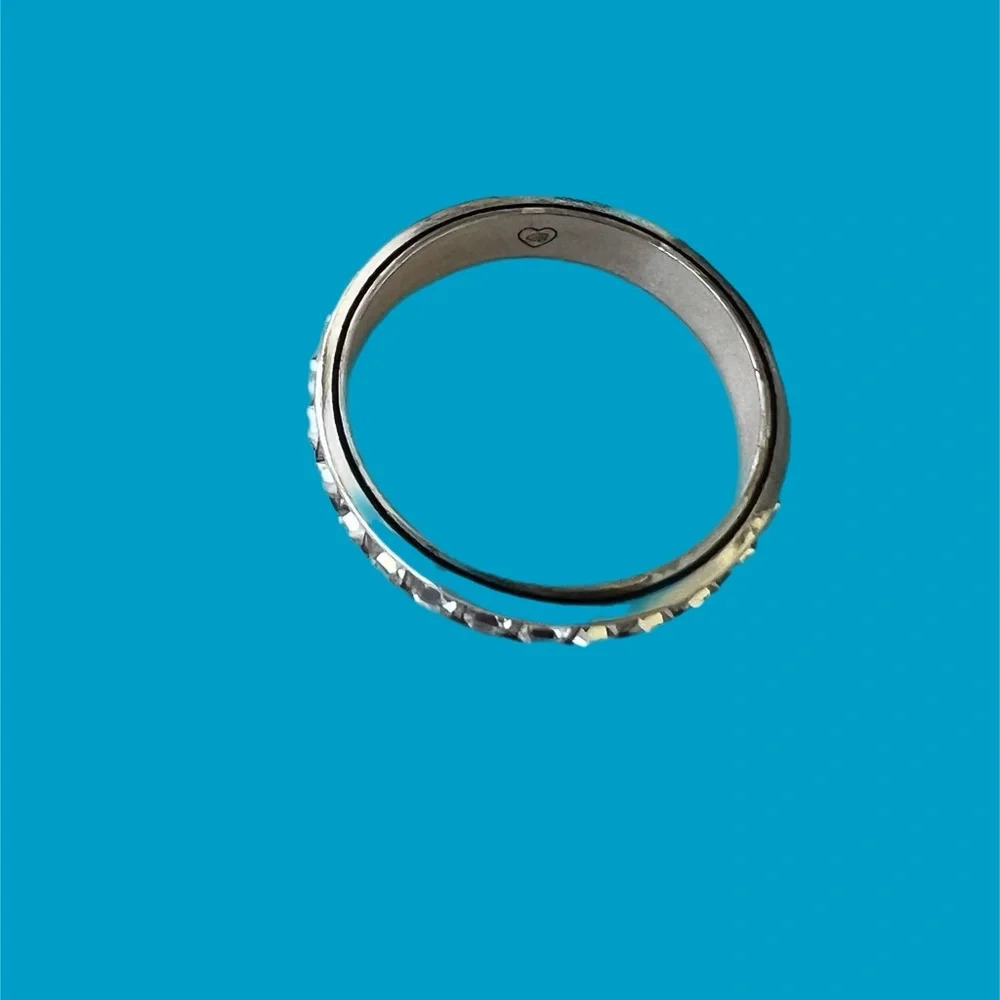 Brighton Eternal Stack Ring Size 5 White Crystals.  Stackable Ring.Silver Plate - Picture 6 of 7